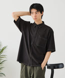 【BLUE STANDARD/ブルースタンダード】【吸水速乾＆UVカット】オーバーサイズ カラーステッチングシャツ ストレッチ ワークテイスト ストリート ユニセックス きれいめカジュアル