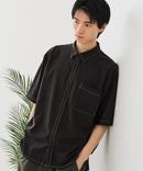 【BLUE STANDARD/ブルースタンダード】【吸水速乾＆UVカット】オーバーサイズ カラーステッチングシャツ ストレッチ ワークテイスト ストリート ユニセックス きれいめカジュアル