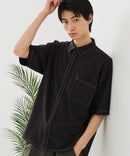 【BLUE STANDARD/ブルースタンダード】【吸水速乾＆UVカット】オーバーサイズ カラーステッチングシャツ ストレッチ ワークテイスト ストリート ユニセックス きれいめカジュアル