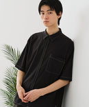 【BLUE STANDARD/ブルースタンダード】【吸水速乾＆UVカット】オーバーサイズ カラーステッチングシャツ ストレッチ ワークテイスト ストリート ユニセックス きれいめカジュアル