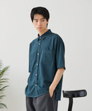 【BLUE STANDARD/ブルースタンダード】【吸水速乾＆UVカット】オーバーサイズ カラーステッチングシャツ ストレッチ ワークテイスト ストリート ユニセックス きれいめカジュアル