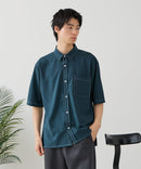 【BLUE STANDARD/ブルースタンダード】【吸水速乾＆UVカット】オーバーサイズ カラーステッチングシャツ ストレッチ ワークテイスト ストリート ユニセックス きれいめカジュアル