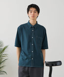 【BLUE STANDARD/ブルースタンダード】【吸水速乾＆UVカット】オーバーサイズ カラーステッチングシャツ ストレッチ ワークテイスト ストリート ユニセックス きれいめカジュアル
