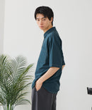 【BLUE STANDARD/ブルースタンダード】【吸水速乾＆UVカット】オーバーサイズ カラーステッチングシャツ ストレッチ ワークテイスト ストリート ユニセックス きれいめカジュアル