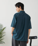 【BLUE STANDARD/ブルースタンダード】【吸水速乾＆UVカット】オーバーサイズ カラーステッチングシャツ ストレッチ ワークテイスト ストリート ユニセックス きれいめカジュアル