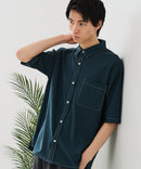 【BLUE STANDARD/ブルースタンダード】【吸水速乾＆UVカット】オーバーサイズ カラーステッチングシャツ ストレッチ ワークテイスト ストリート ユニセックス きれいめカジュアル