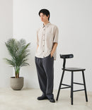 【BLUE STANDARD/ブルースタンダード】【吸水速乾＆UVカット】オーバーサイズ カラーステッチングシャツ ストレッチ ワークテイスト ストリート ユニセックス きれいめカジュアル