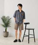 【BLUE STANDARD/ブルースタンダード】【吸水速乾＆UVカット】襟配色 胸刺繍シャツ オープンカラー ストレッチ 胸ポケットアニマル刺繍 ペンギン トラ ネコ