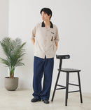 【BLUE STANDARD/ブルースタンダード】【吸水速乾＆UVカット】襟配色 胸刺繍シャツ オープンカラー ストレッチ 胸ポケットアニマル刺繍 ペンギン トラ ネコ