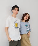 【BLUE STANDARD/ブルースタンダード】【涼しい スラブ天竺】 アニマルプリントＴシャツ 綿100% 凹凸素材 ペンギン ゆるかわ 凹凸素材 部屋着 ワンマイル キャンプ