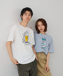 【BLUE STANDARD/ブルースタンダード】【涼しい スラブ天竺】 アニマルプリントＴシャツ 綿100% 凹凸素材 ペンギン ゆるかわ 凹凸素材 部屋着 ワンマイル キャンプ
