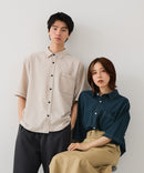 【BLUE STANDARD/ブルースタンダード】【吸水速乾＆UVカット】オーバーサイズ カラーステッチングシャツ ストレッチ ワークテイスト ストリート ユニセックス きれいめカジュアル