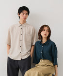【BLUE STANDARD/ブルースタンダード】【吸水速乾＆UVカット】オーバーサイズ カラーステッチングシャツ ストレッチ ワークテイスト ストリート ユニセックス きれいめカジュアル