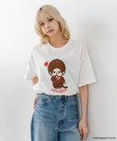 【Monchhichi/モンチッチ】【限定オリジナルデザイン】モンチッチ Tシャツ コットン100% ドロップショルダーシルエット プリント サガラ刺繍 半袖 カットソー キャラクター レトロ ユニセックス