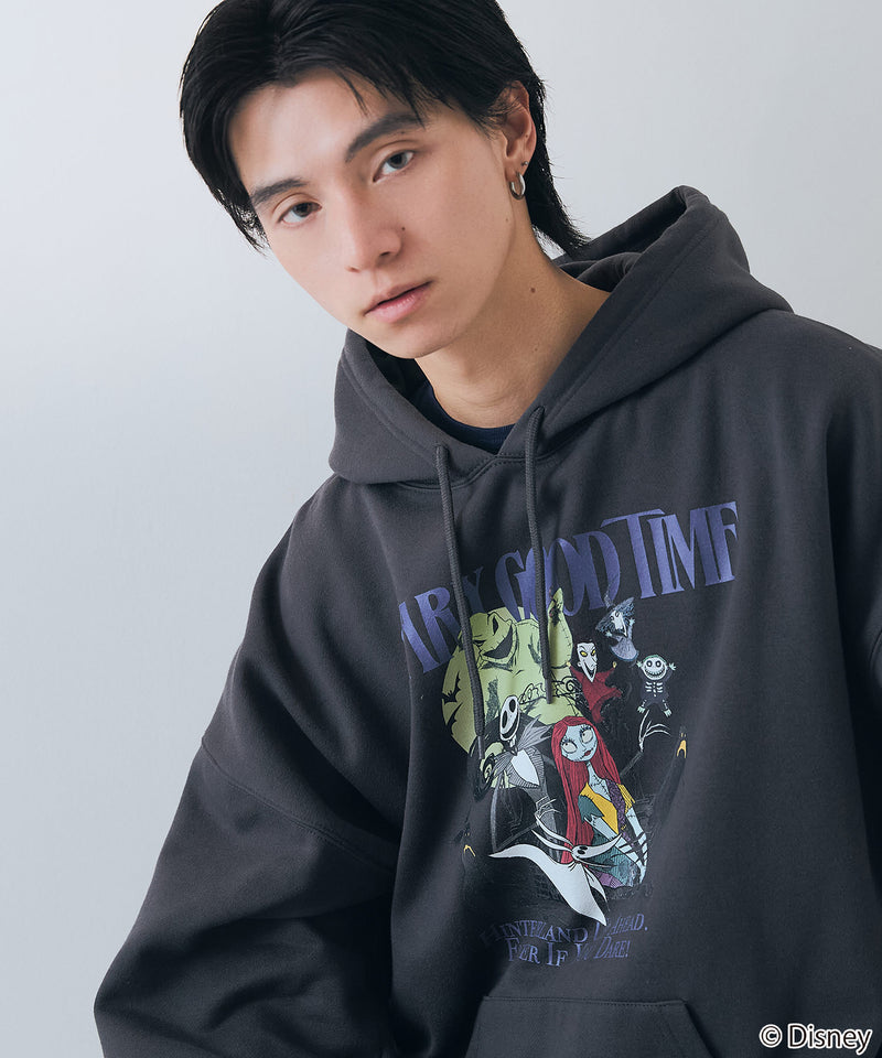 【DISNEY/ディズニー】＜ナイトメアー・ビフォア・クリスマス＞＜ディズニーヴィランズ＞ビッグシルエット 裏起毛 プルオーバーパーカー フーディー ドロップショルダー オーバーサイズ