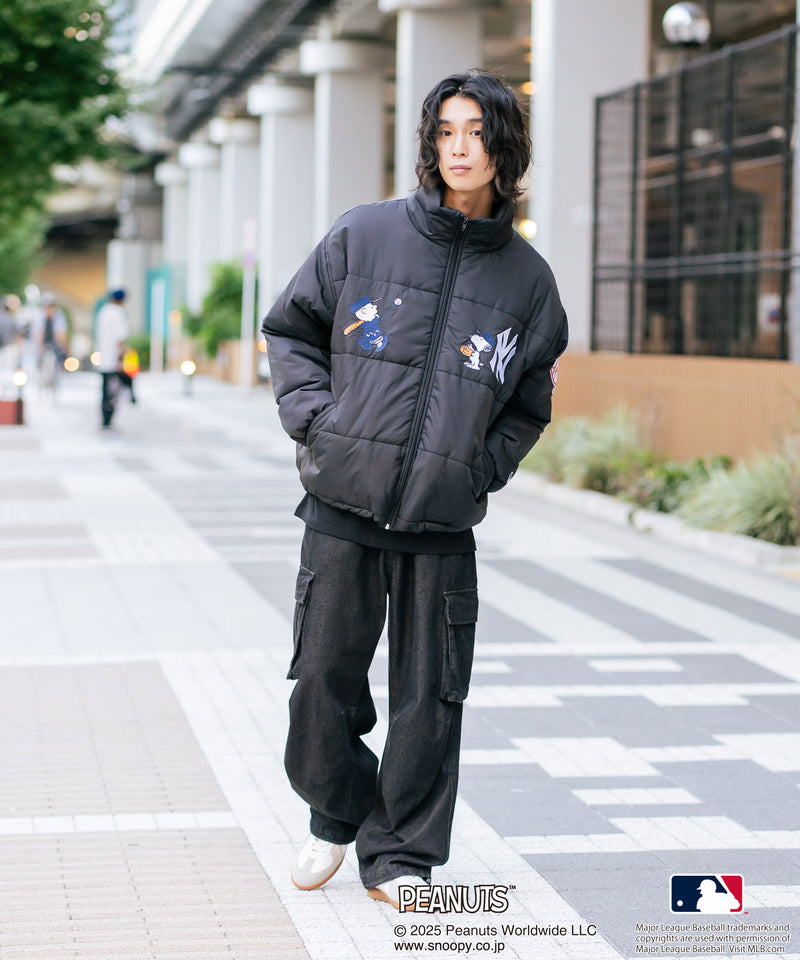 【PEANUTS×MLB】オリジナルデザイン ナイロンパファージャケット 中綿ジャケット ヤンキース ドジャース ホワイトソックス