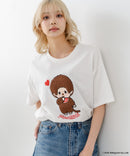 【Monchhichi/モンチッチ】【限定オリジナルデザイン】モンチッチ Tシャツ コットン100% ドロップショルダーシルエット プリント サガラ刺繍 半袖 カットソー キャラクター レトロ ユニセックス