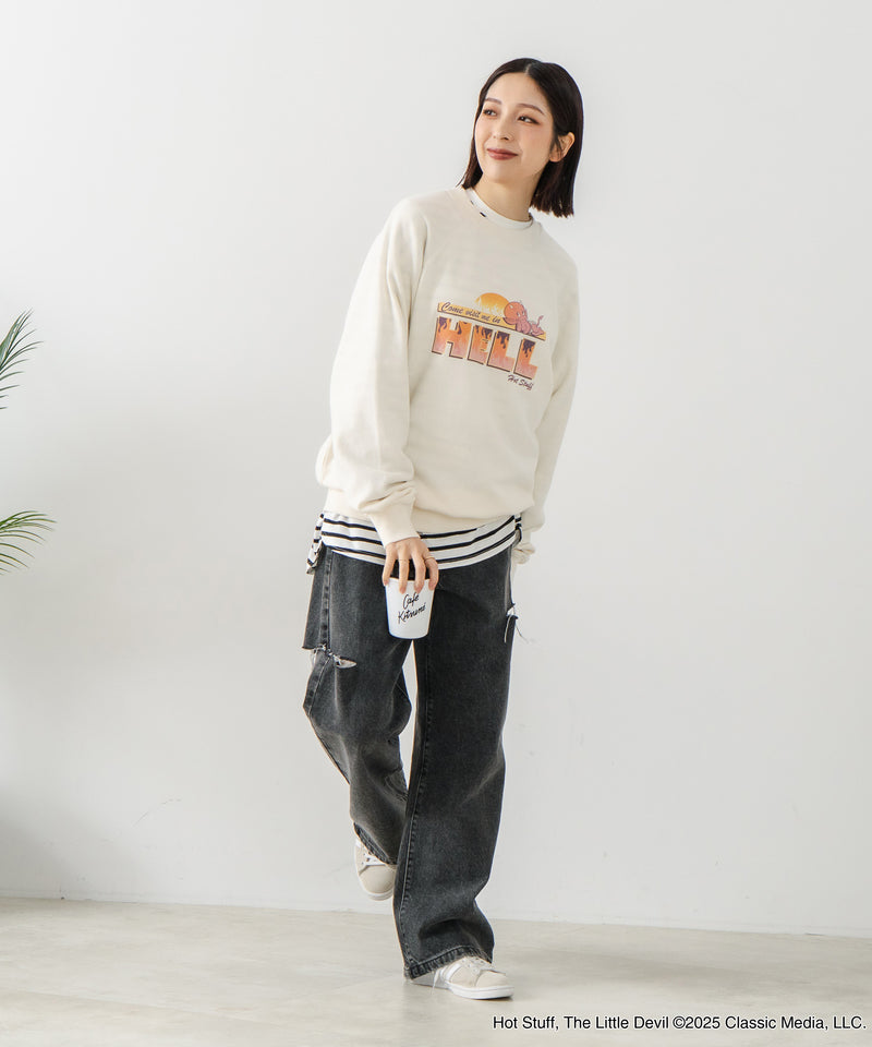 【DISCUS×HOT STUFF×Casper】キャラクタープリントスウェットトレーナー メンズ レディース ユニセックス