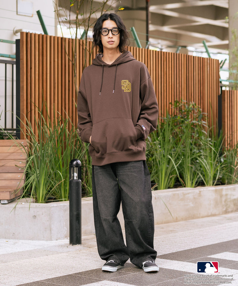 【MLB/メジャーリーグベースボール】裏起毛 バックロゴ フーディー プルオーバーパーカー