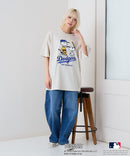 【PEANUTS×MLB】オリジナルデザインTシャツ 刺繍 ドロップショルダー ユニセックス