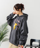 【TOM and JERRY/トムとジェリー】オリジナルデザイン 刺繍 プルオーバーパーカー フーディー ジェリー タフィー サカナ ドロップショルダー ビッグシルエット