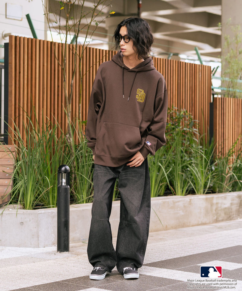 【MLB/メジャーリーグベースボール】裏起毛 バックロゴ フーディー プルオーバーパーカー