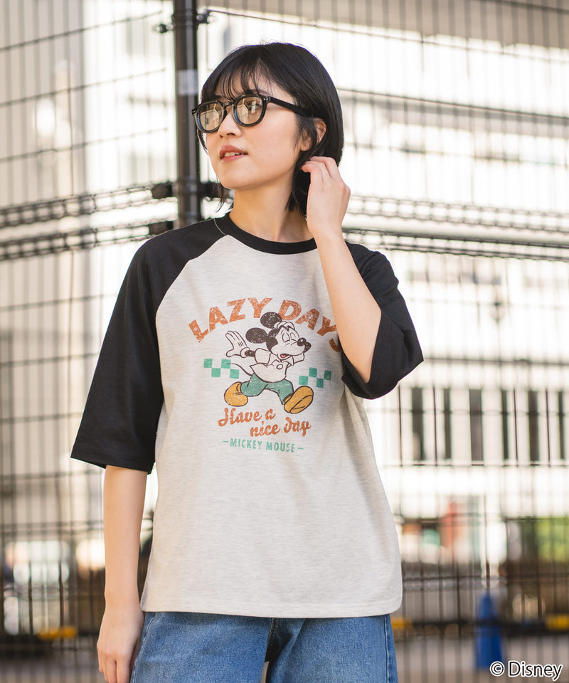 B'z　ディズニー　ラグランTシャツ　XLサイズ DISNEY/ディズニー】ラグラン7分袖Tシャツ