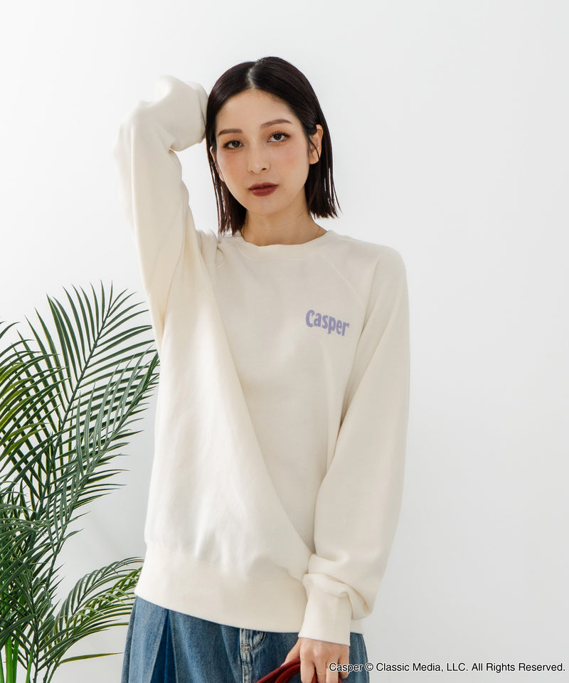 【DISCUS×Casper】キャラクタープリントスウェットトレーナー メンズ レディース ユニセックス