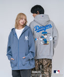 【PEANUTS/ピーナッツ】【ユニセックスデザインでリンクコーデにも◎】MLB×PEANUTS 裏起毛ジップパーカー 保温 キャラクター ドジャース ヤンキース ホワイトソックス