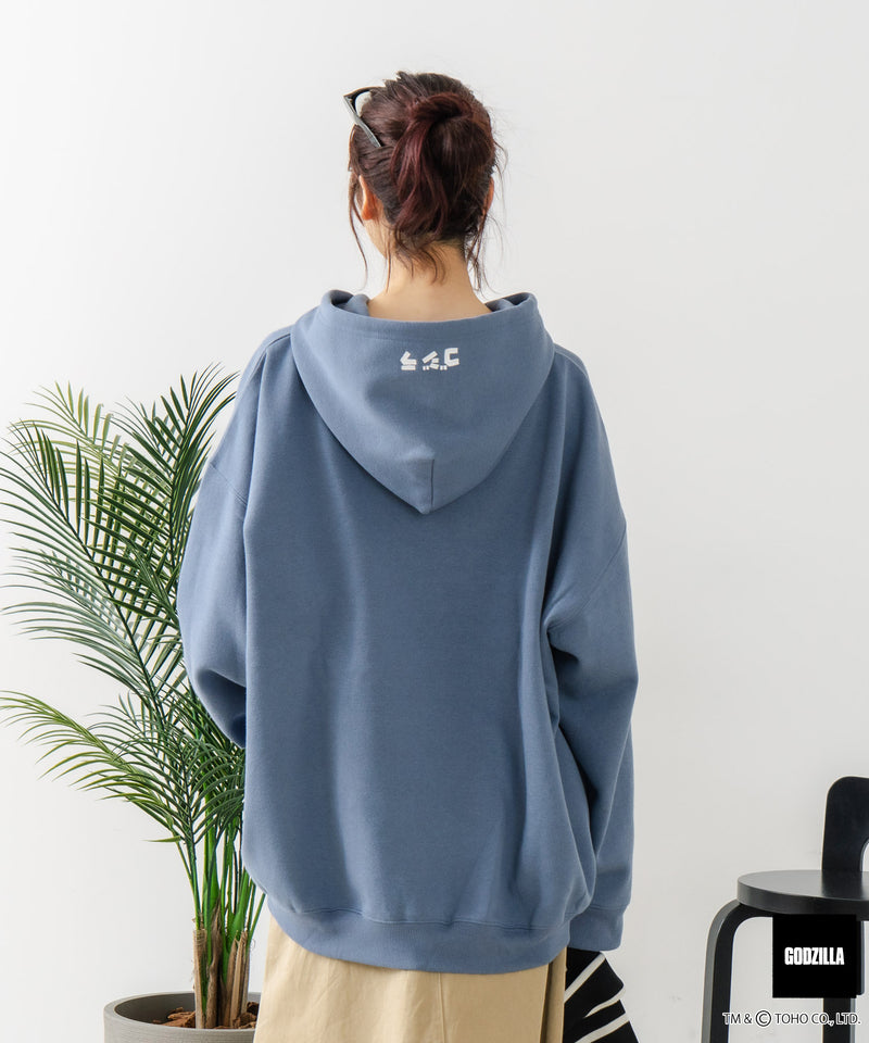 【GODZILLA/ゴジラ】ゴジラ キングギドラ オリジナルデザイン ビッグシルエット 裏起毛 プルオーバーパーカー フーディー ドロップショルダー オーバーサイズ