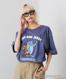 【TOM and JERRY/トムとジェリー】オリジナルデザインTシャツ 刺繍 ドロップショルダー ユニセックス