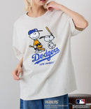 【PEANUTS×MLB】オリジナルデザインTシャツ 刺繍 ドロップショルダー ユニセックス