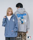 【PEANUTS/ピーナッツ】【ユニセックスデザインでリンクコーデにも◎】MLB×PEANUTS 裏起毛ジップパーカー 保温 キャラクター ドジャース ヤンキース ホワイトソックス