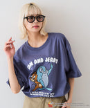 【TOM and JERRY/トムとジェリー】オリジナルデザインTシャツ 刺繍 ドロップショルダー ユニセックス