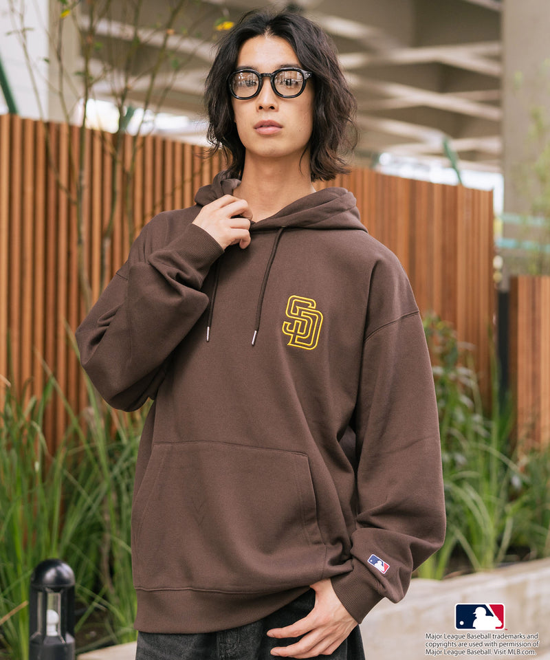 【MLB/メジャーリーグベースボール】裏起毛 バックロゴ フーディー プルオーバーパーカー