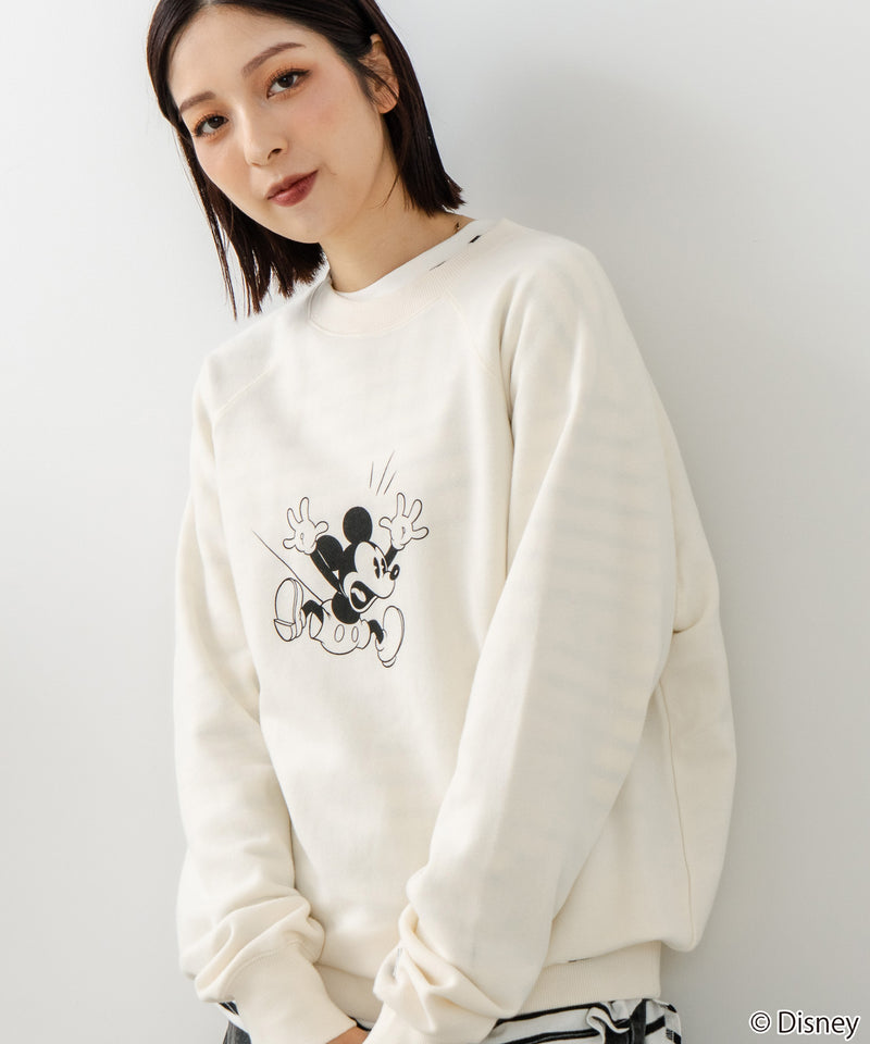 【DISCUS×DISNEY】「ミッキーマウス」キャラクタープリントスウェットトレーナー メンズ レディース ユニセックス