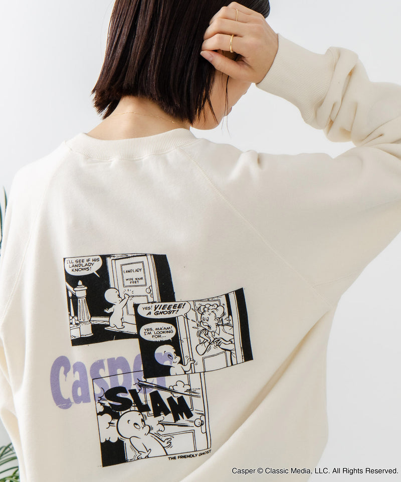 【DISCUS×Casper】キャラクタープリントスウェットトレーナー メンズ レディース ユニセックス