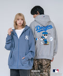 【PEANUTS/ピーナッツ】【ユニセックスデザインでリンクコーデにも◎】MLB×PEANUTS 裏起毛ジップパーカー 保温 キャラクター ドジャース ヤンキース ホワイトソックス