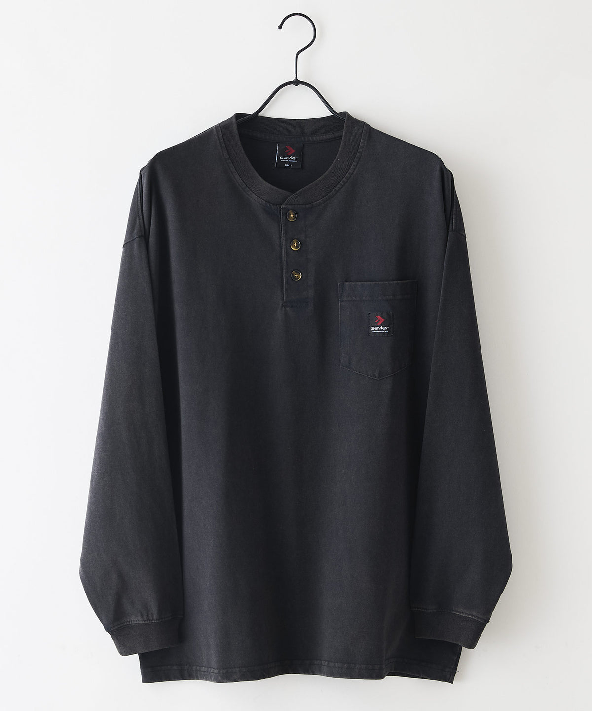 SAVIER/サビアー】オーバーサイズ ポケット付ヘンリーネックロン