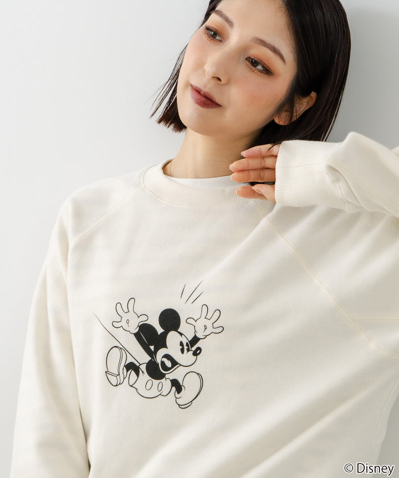 【DISCUS×DISNEY】「ミッキーマウス」キャラクタープリントスウェットトレーナー メンズ レディース ユニセックス