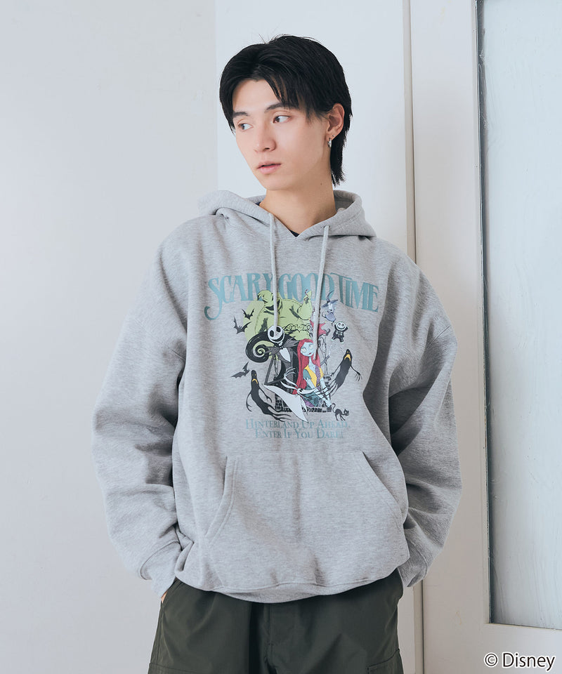 【DISNEY/ディズニー】＜ナイトメアー・ビフォア・クリスマス＞＜ディズニーヴィランズ＞ビッグシルエット 裏起毛 プルオーバーパーカー フーディー ドロップショルダー オーバーサイズ