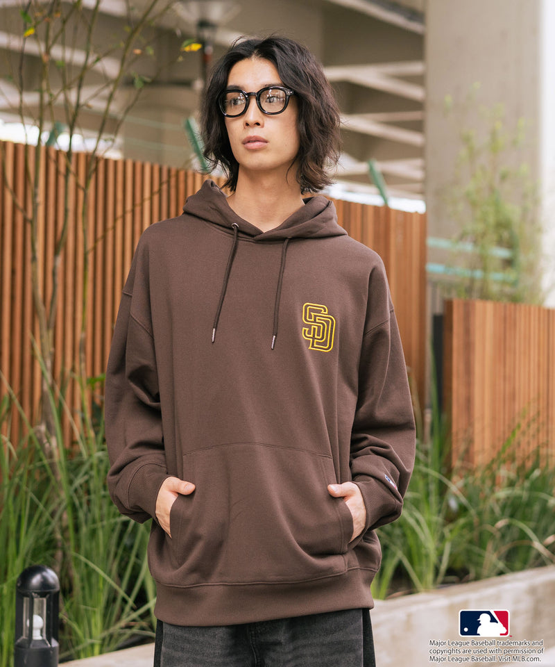 【MLB/メジャーリーグベースボール】裏起毛 バックロゴ フーディー プルオーバーパーカー