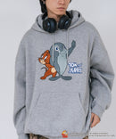 【TOM and JERRY/トムとジェリー】【ユニセックスデザインでリンクコーデにも◎】裏起毛プルオーバーパーカー フーディ 保温 カジュアル キャラクター トム ジェリー タフィー サカナ