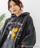 【TOM and JERRY/トムとジェリー】オリジナルデザイン 刺繍 プルオーバーパーカー フーディー ジェリー タフィー サカナ ドロップショルダー ビッグシルエット