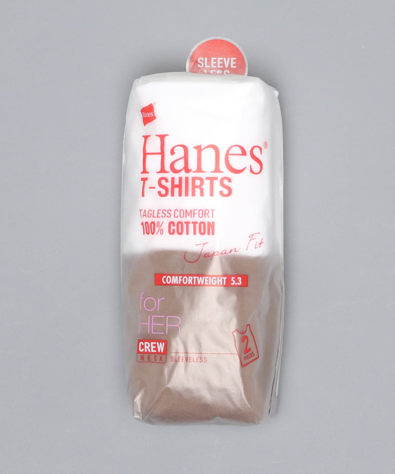 【HANES/ヘインズ】Ｊ－ＦＩＴスリーブレス２Ｐアソート　ＨＷ５３２７　2枚組　無地　ジャパンフィット　ホワイトとカラーのセット
