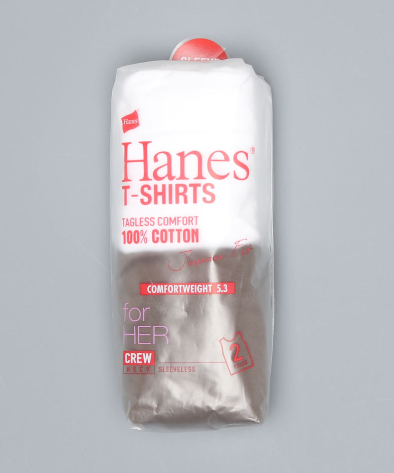 【HANES/ヘインズ】Ｊ－ＦＩＴスリーブレス２Ｐアソート　ＨＷ５３２７　2枚組　無地　ジャパンフィット　ホワイトとカラーのセット