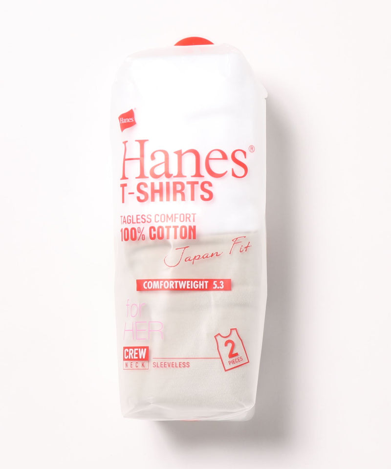【HANES/ヘインズ】Ｊ－ＦＩＴスリーブレス２Ｐアソート　ＨＷ５３２７　2枚組　無地　ジャパンフィット　ホワイトとカラーのセット