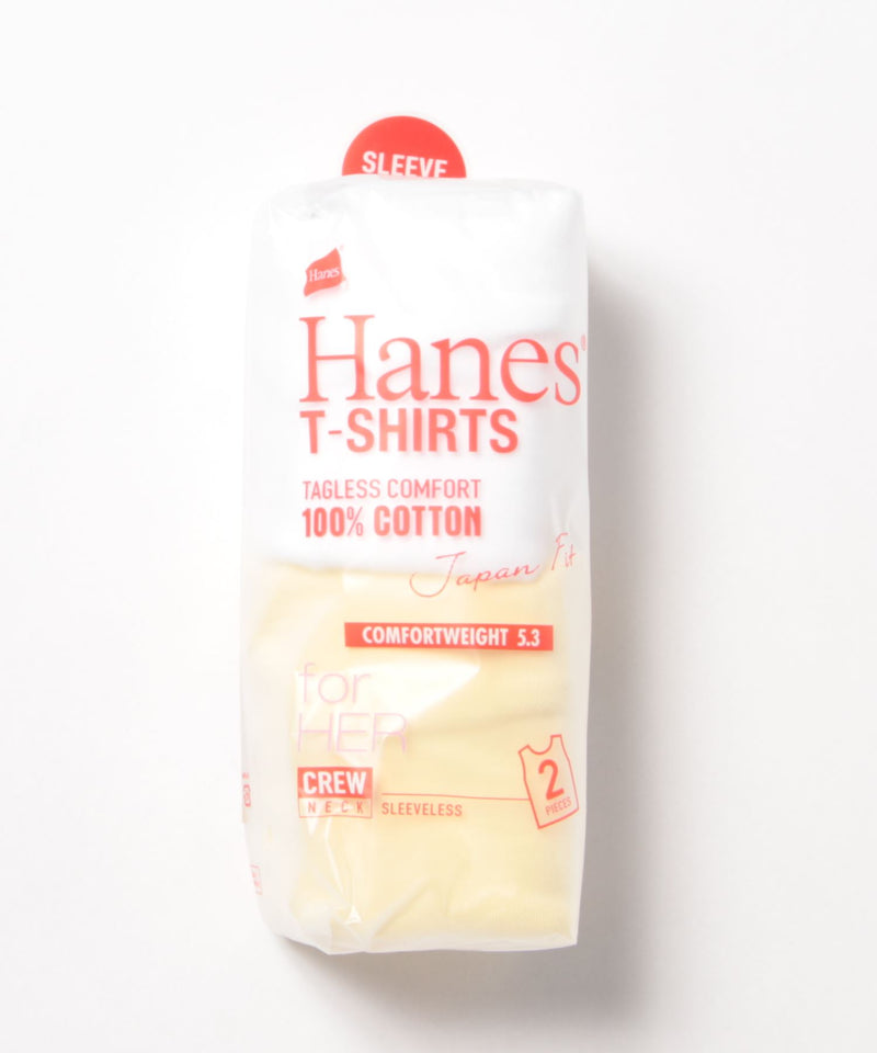 【HANES/ヘインズ】Ｊ－ＦＩＴスリーブレス２Ｐアソート　ＨＷ５３２７　2枚組　無地　ジャパンフィット　ホワイトとカラーのセット