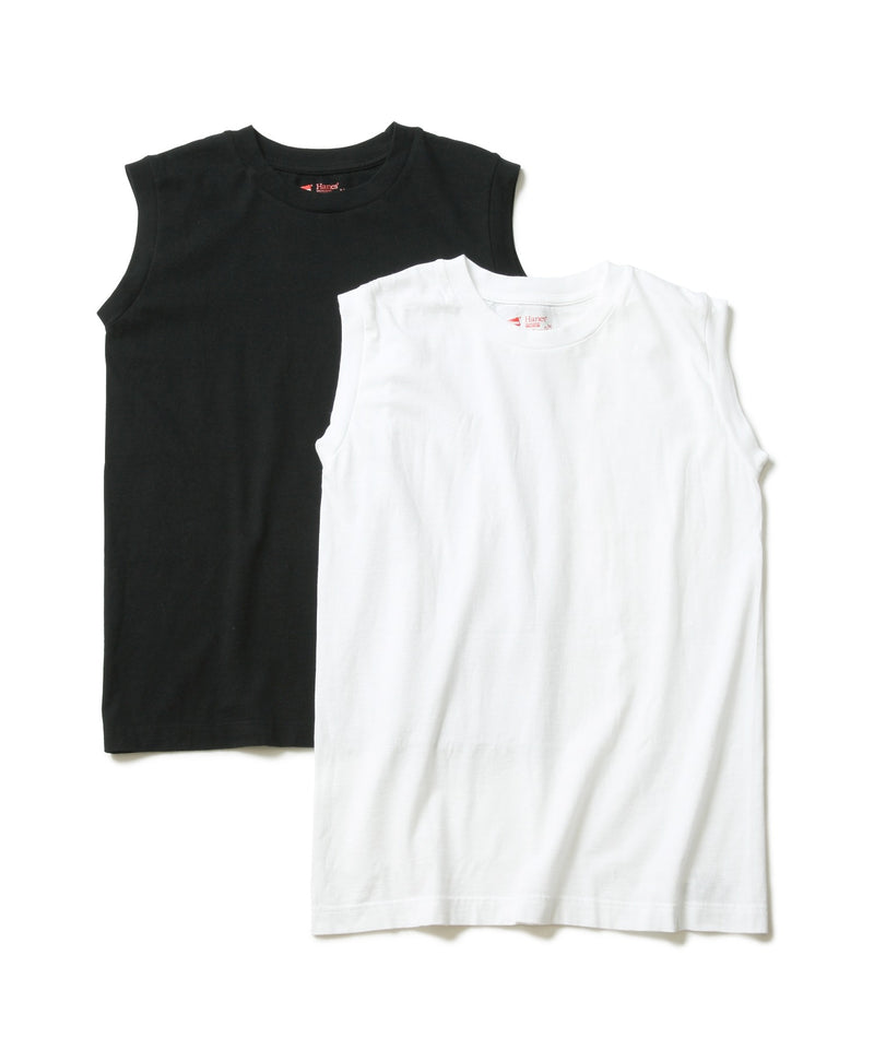 【HANES/ヘインズ】Ｊ－ＦＩＴスリーブレス２Ｐアソート　ＨＷ５３２７　2枚組　無地　ジャパンフィット　ホワイトとカラーのセット