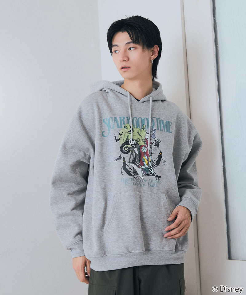 【DISNEY/ディズニー】＜ナイトメアー・ビフォア・クリスマス＞＜ディズニーヴィランズ＞ビッグシルエット 裏起毛 プルオーバーパーカー フーディー ドロップショルダー オーバーサイズ